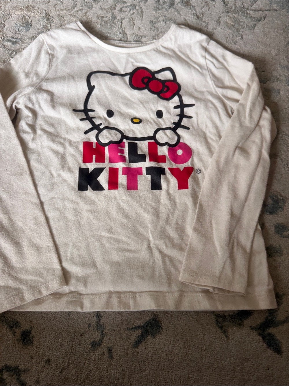 Hello Kitty Cream Long Sleeve Tee with Pink & Black Logo